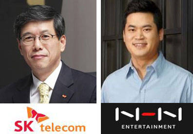 좌부터 SK텔레콤 하성민 대표, NHN엔터테인먼트 정우진 대표