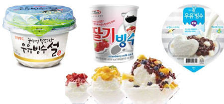 롯데푸드 우유빙수설, GS25 라벨리딸기빙수, CU우유팥빙수<BR>파리바게뜨 눈송이우유빙수